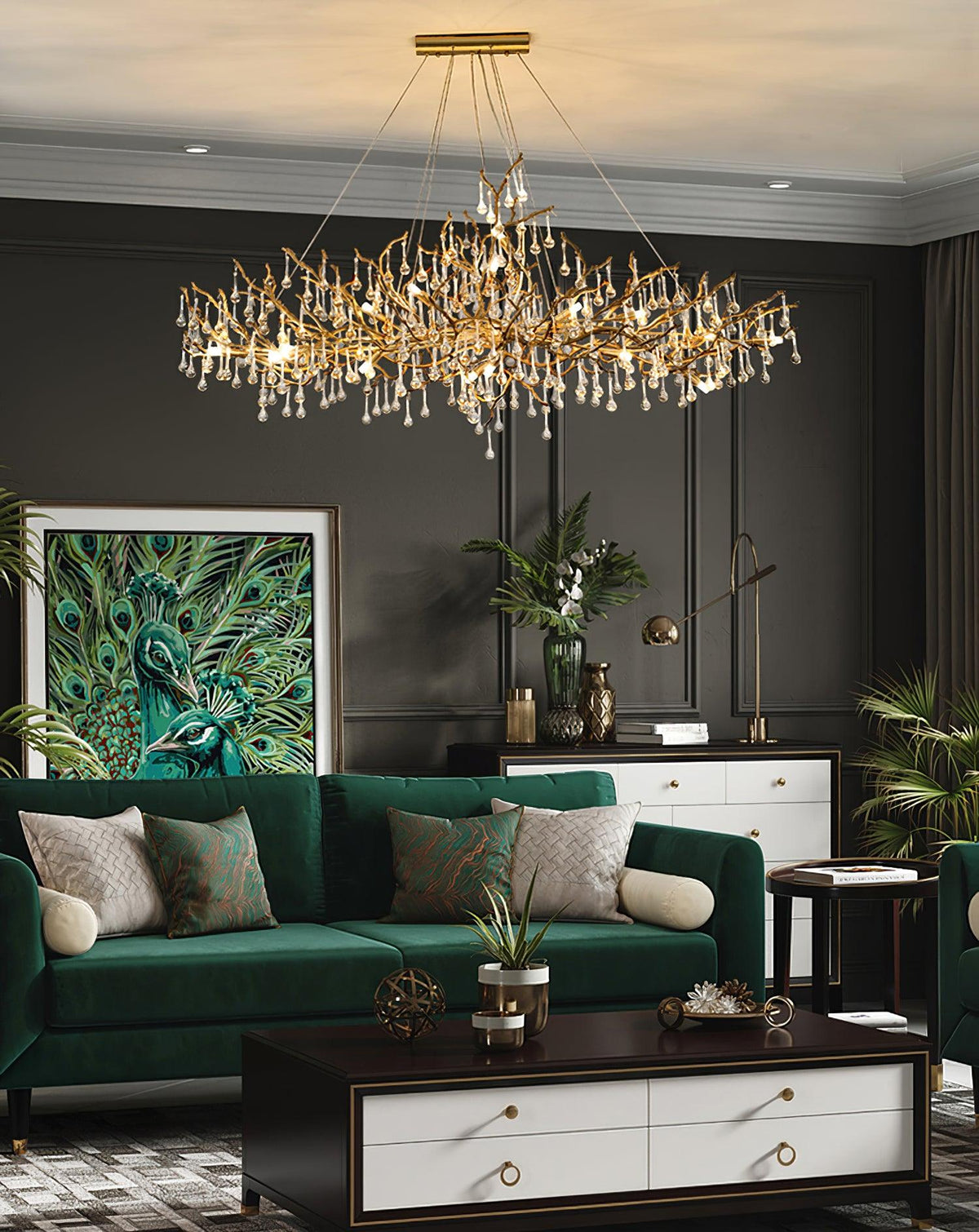Tree Branch Bijou Crystal Drop Chandelier