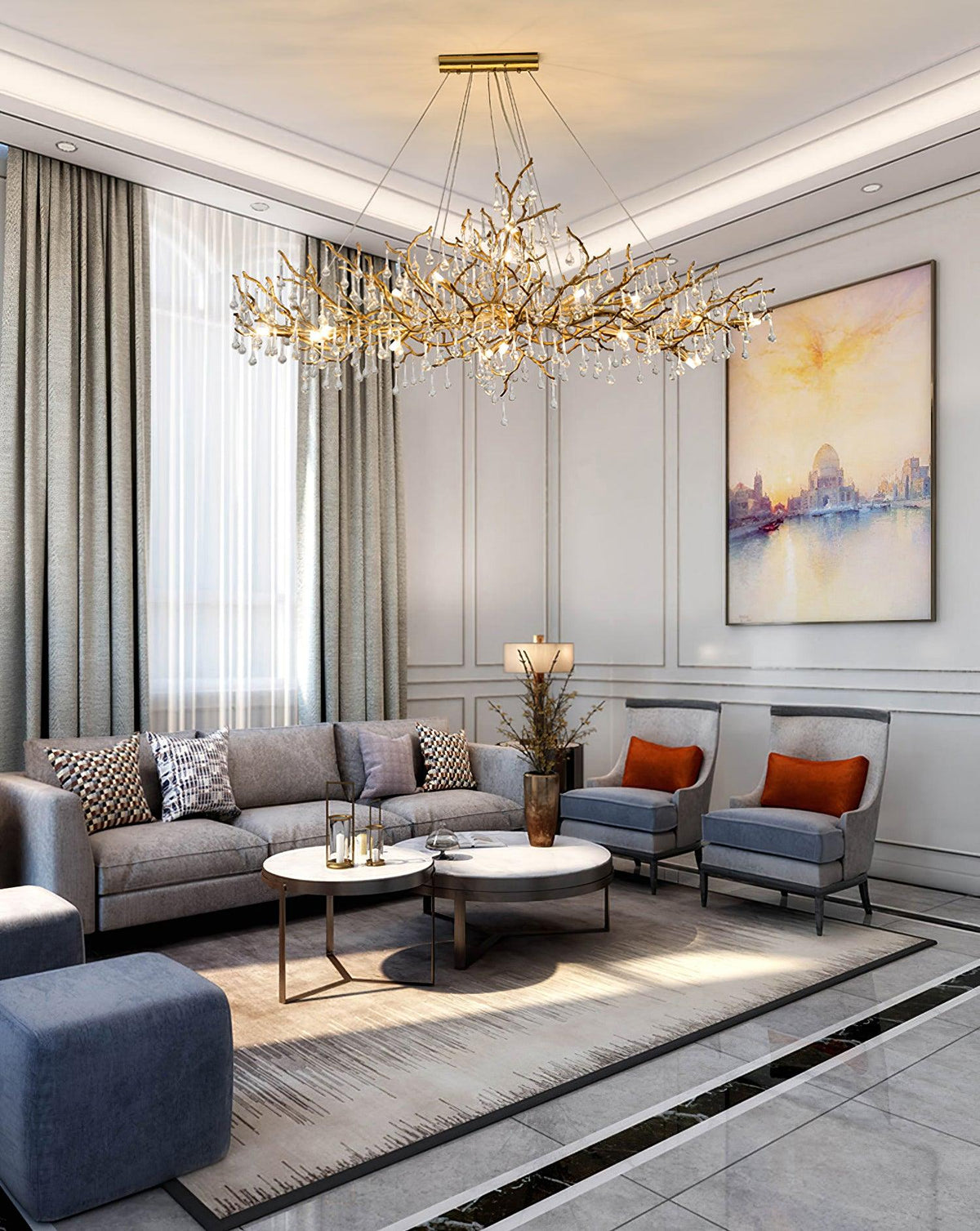 Tree Branch Bijou Crystal Drop Chandelier