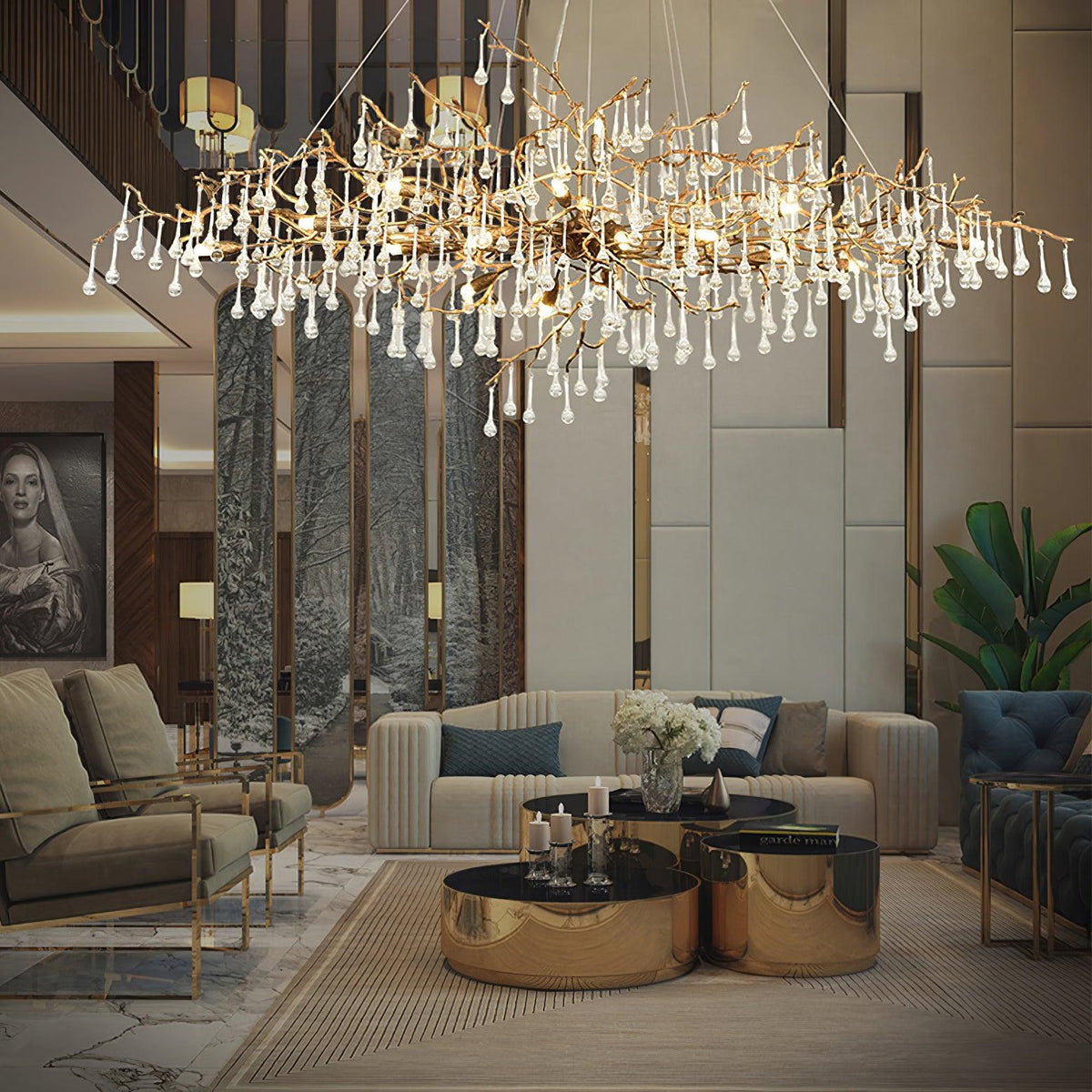 Tree Branch Bijou Crystal Drop Chandelier