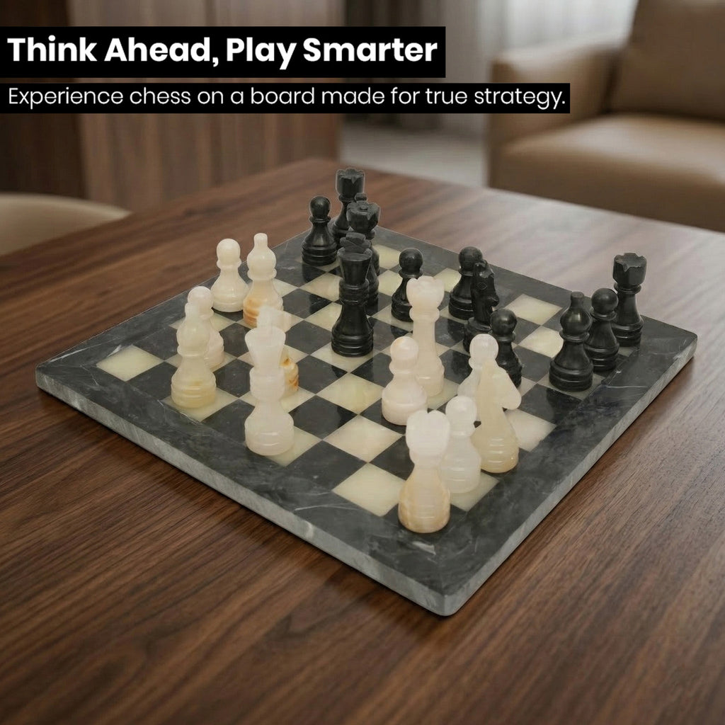 Black Onyx Chess Set 12 Inches - Premium Quality