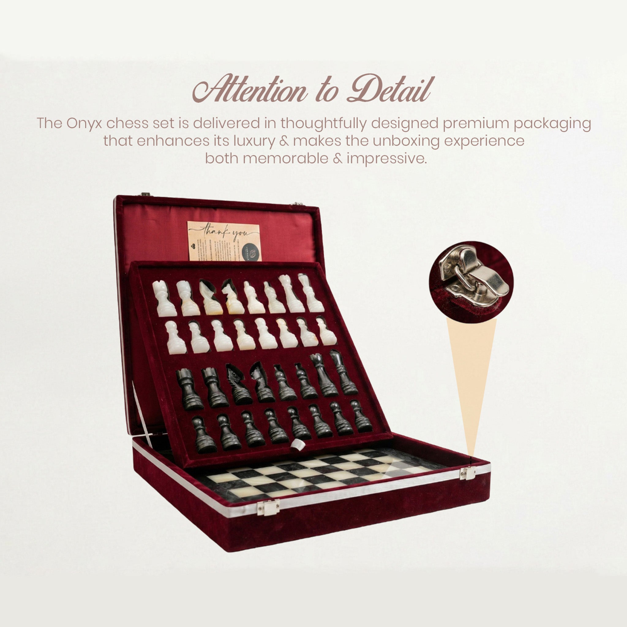 Black Onyx Chess Set 12 Inches - Premium Quality