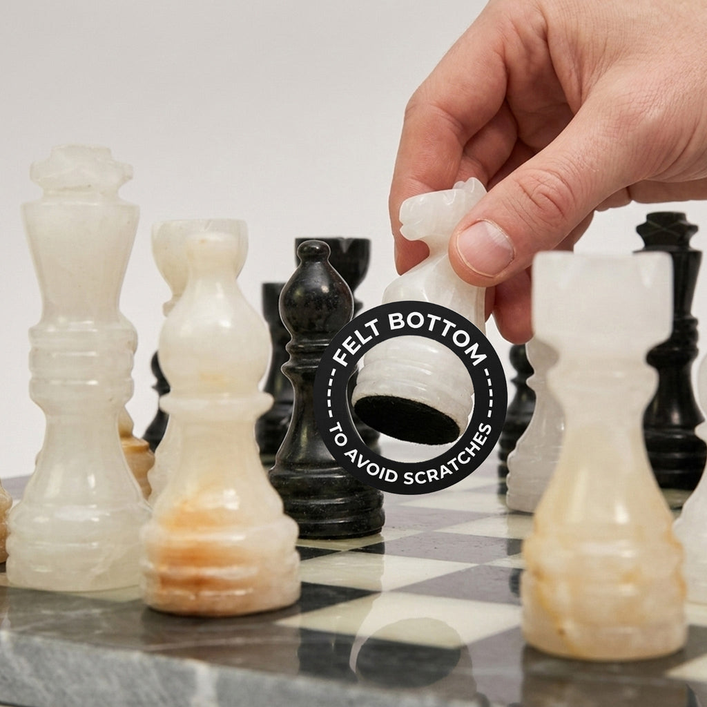 Black Onyx Chess Set 12 Inches - Premium Quality