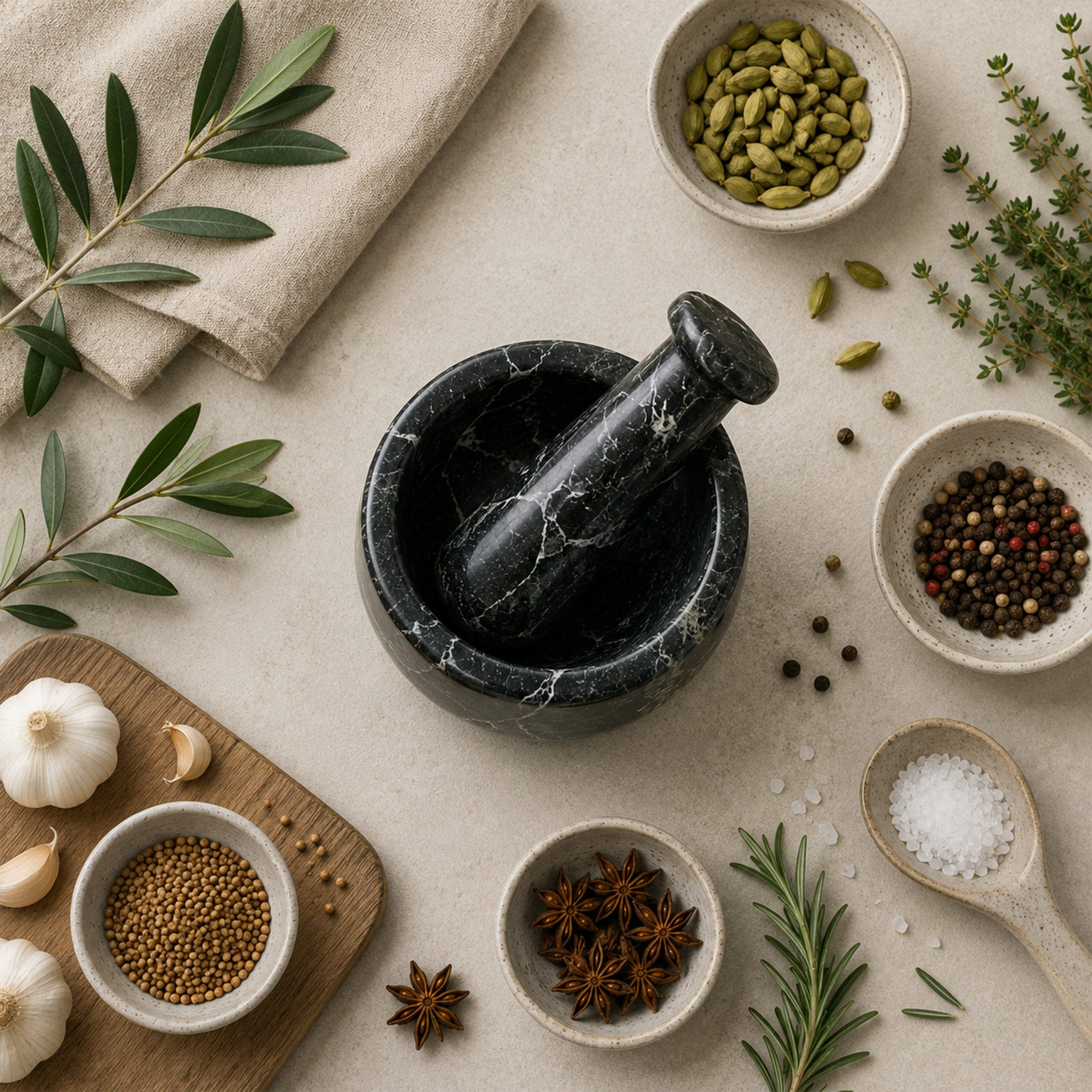 Black Zebra Mortar And Pestle (4 inch)