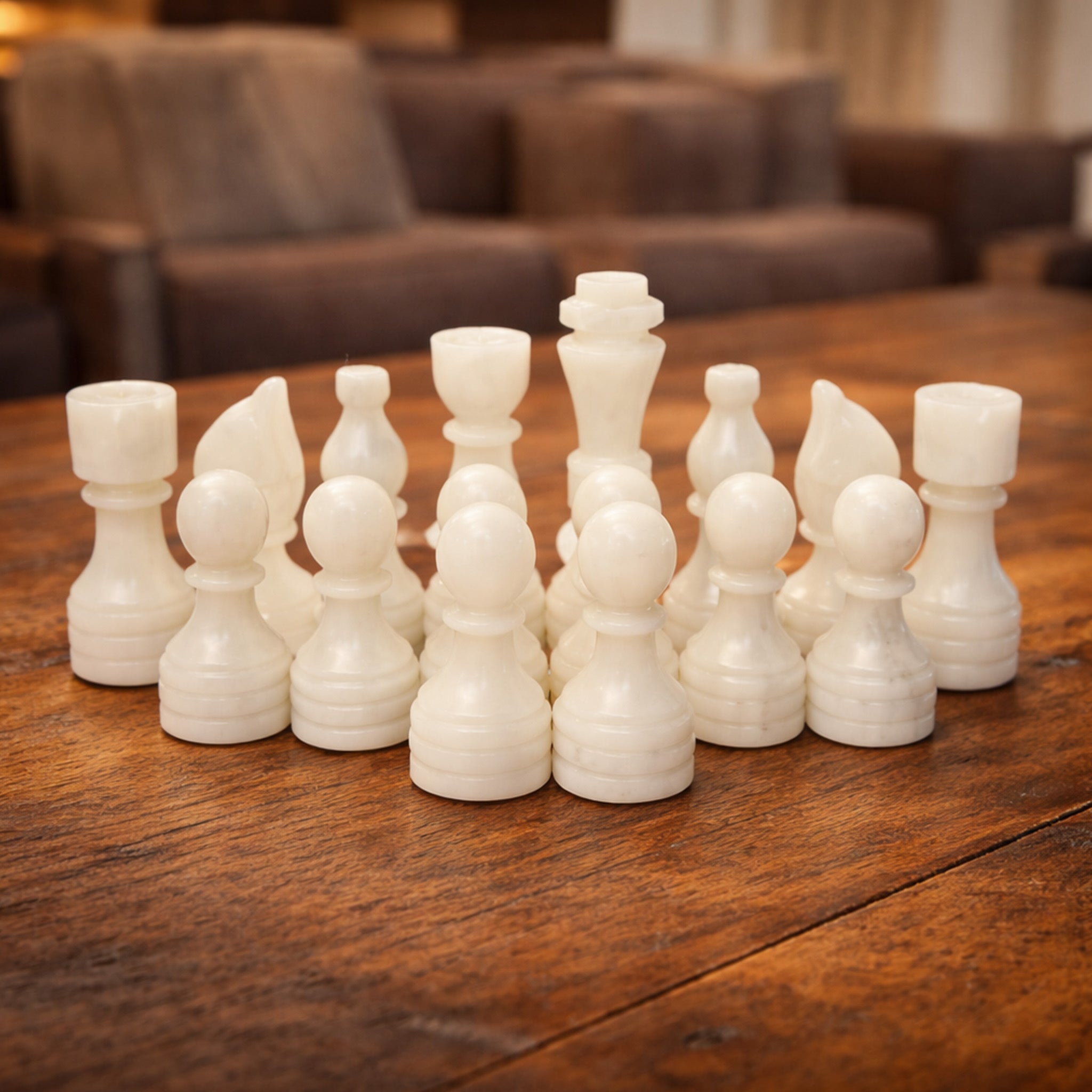 Black and White Chess Pieces for 12 to 16 Inches Board - Handcrafted (Pieces Only)