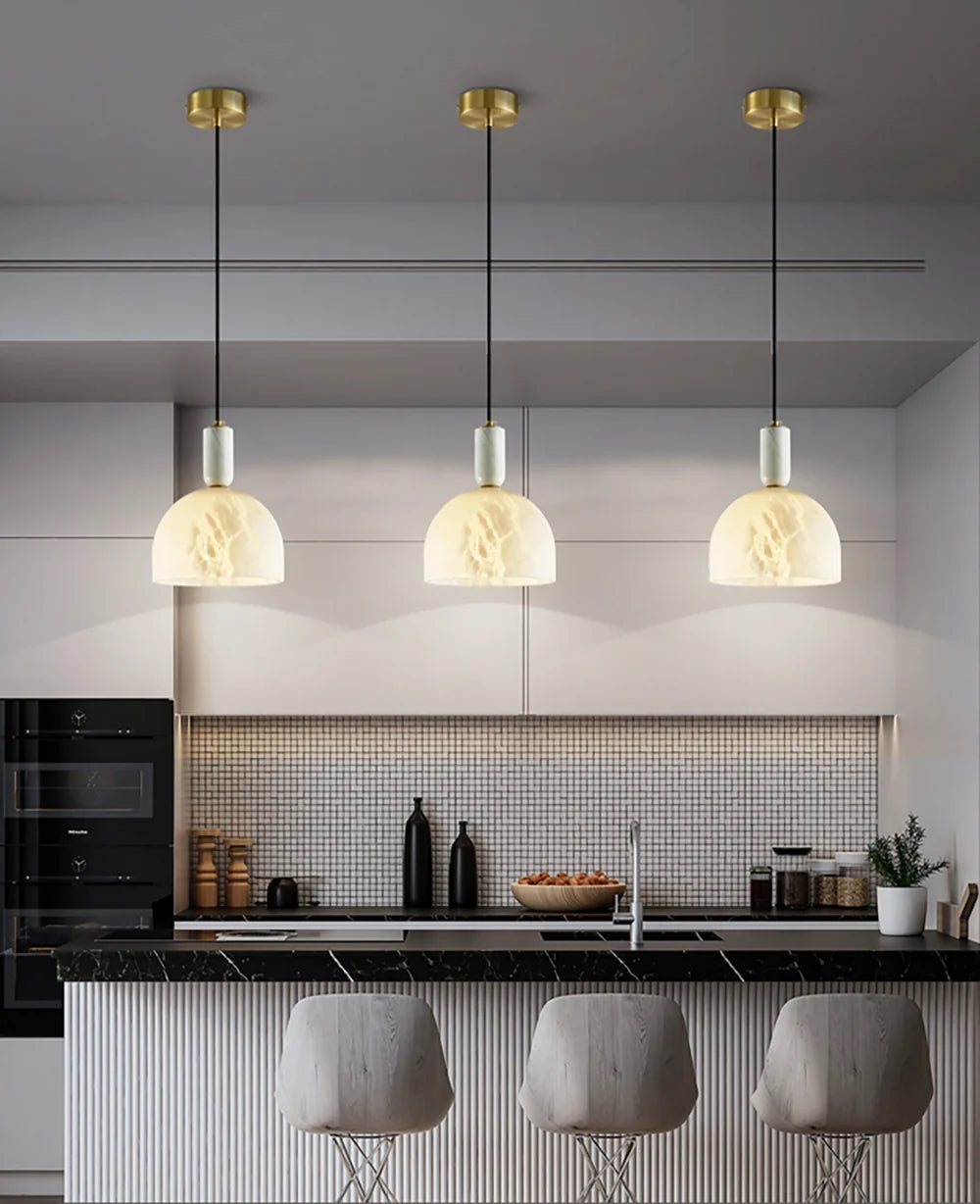 Brass & Alabaster Pendant Light