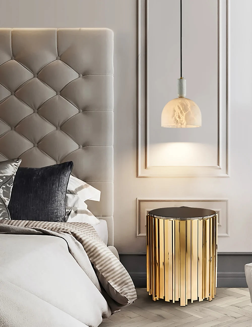 Brass & Alabaster Pendant Light