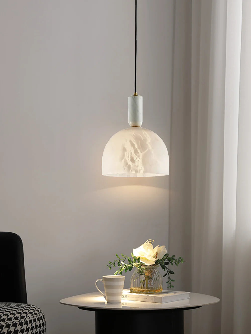 Brass & Alabaster Pendant Light