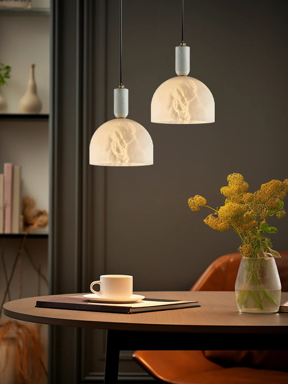 Brass & Alabaster Pendant Light