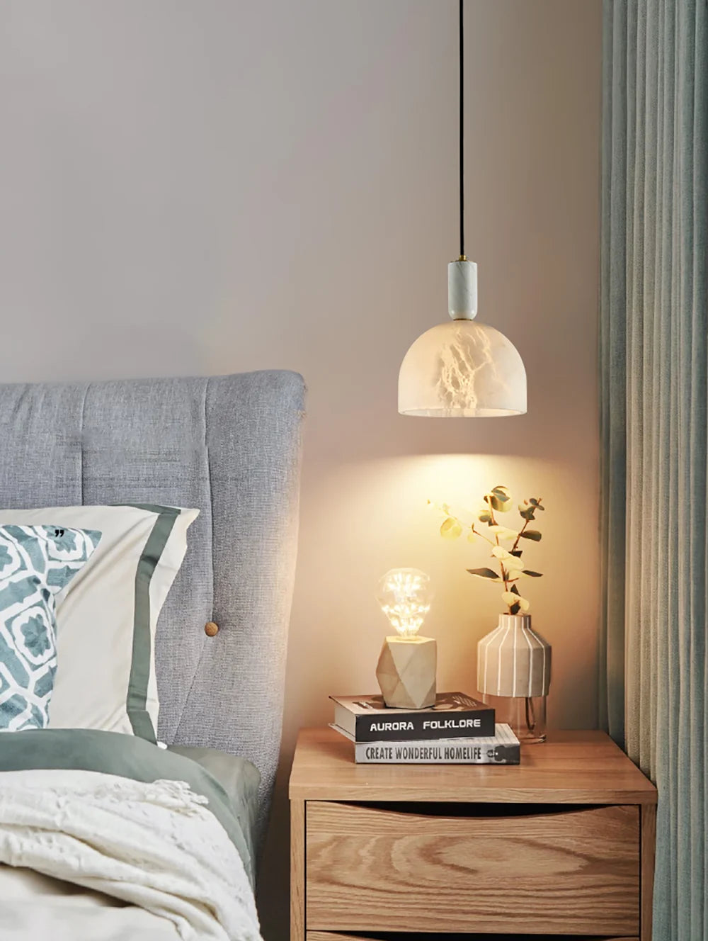 Brass & Alabaster Pendant Light