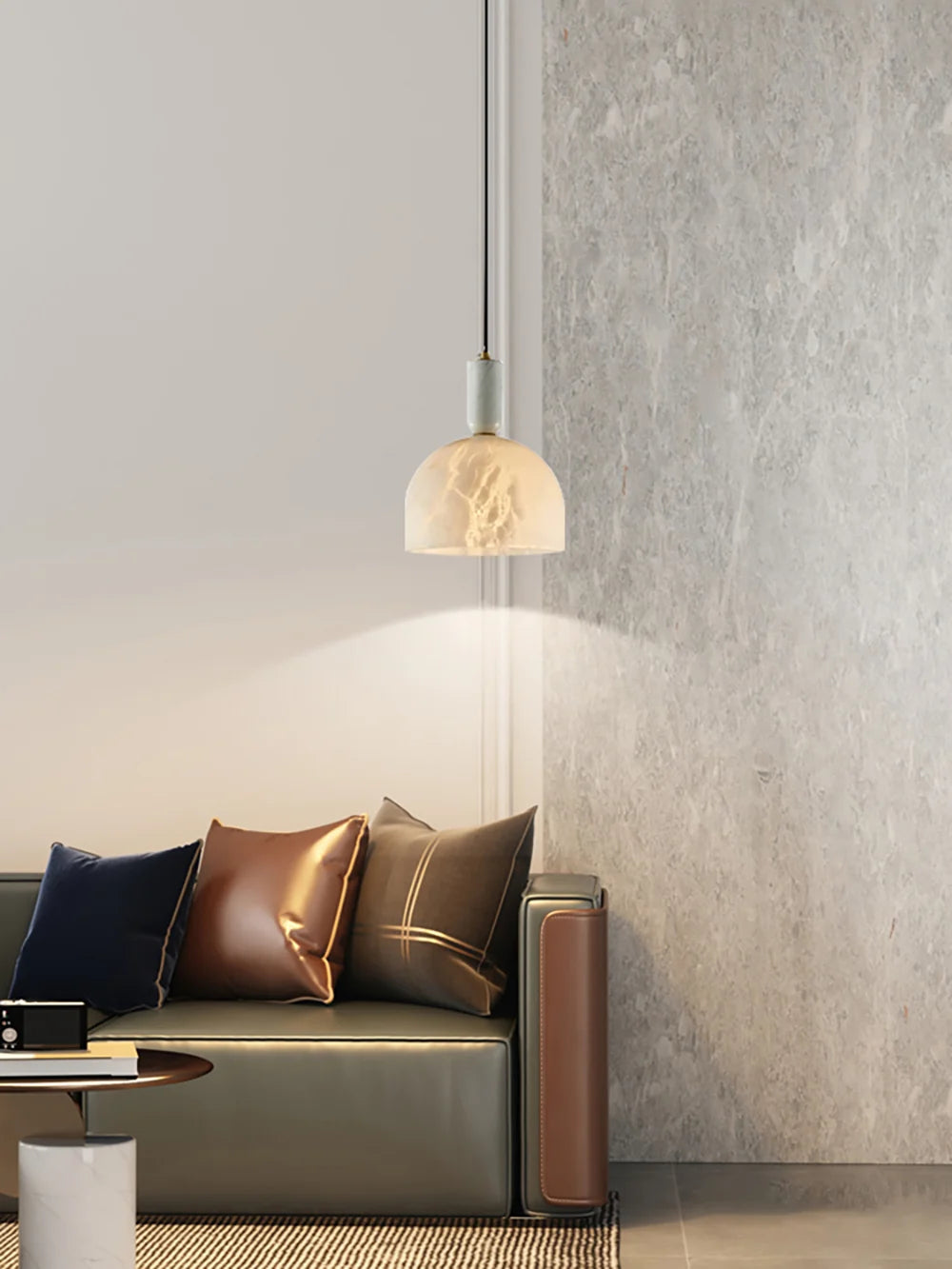 Brass & Alabaster Pendant Light
