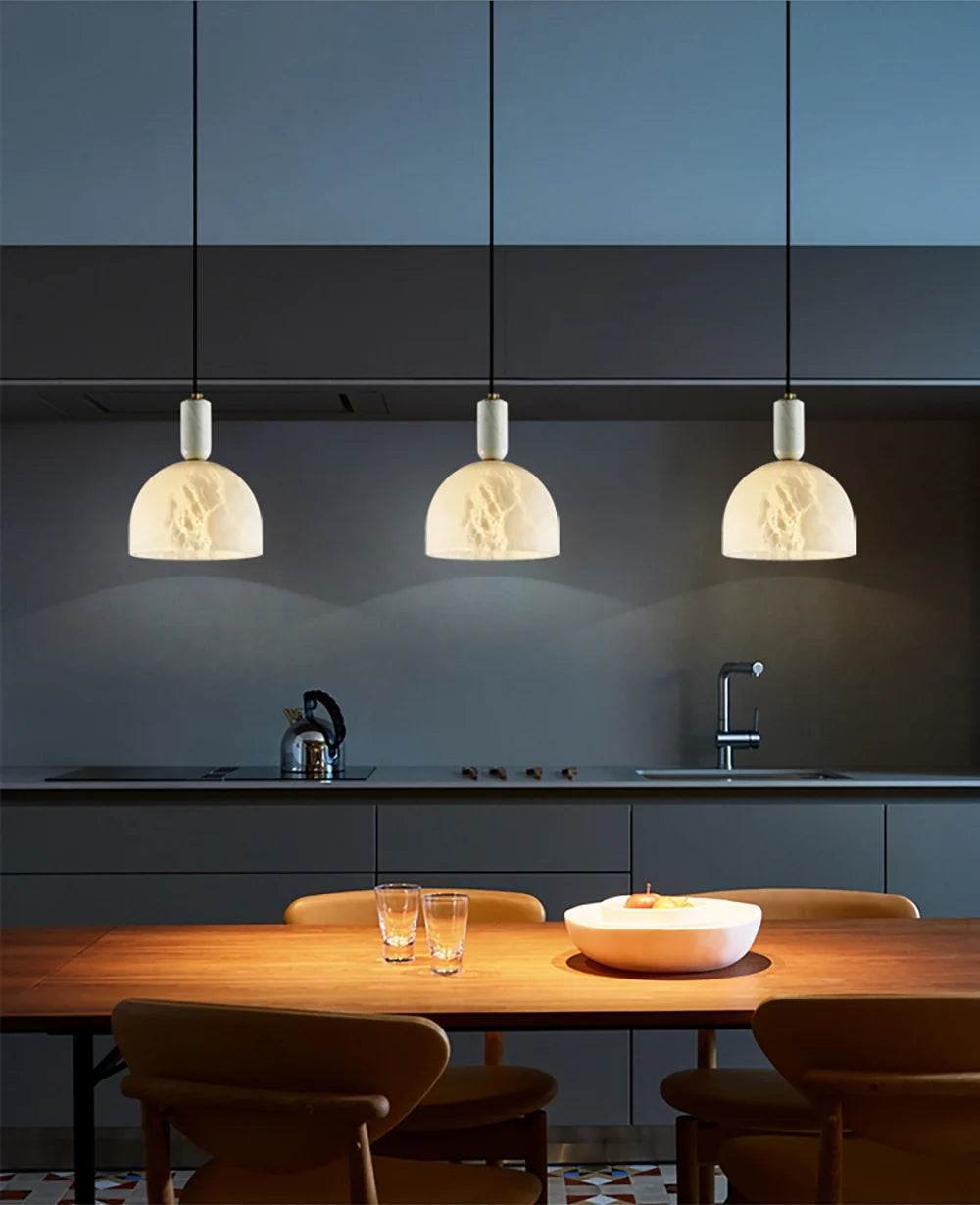 Brass & Alabaster Pendant Light