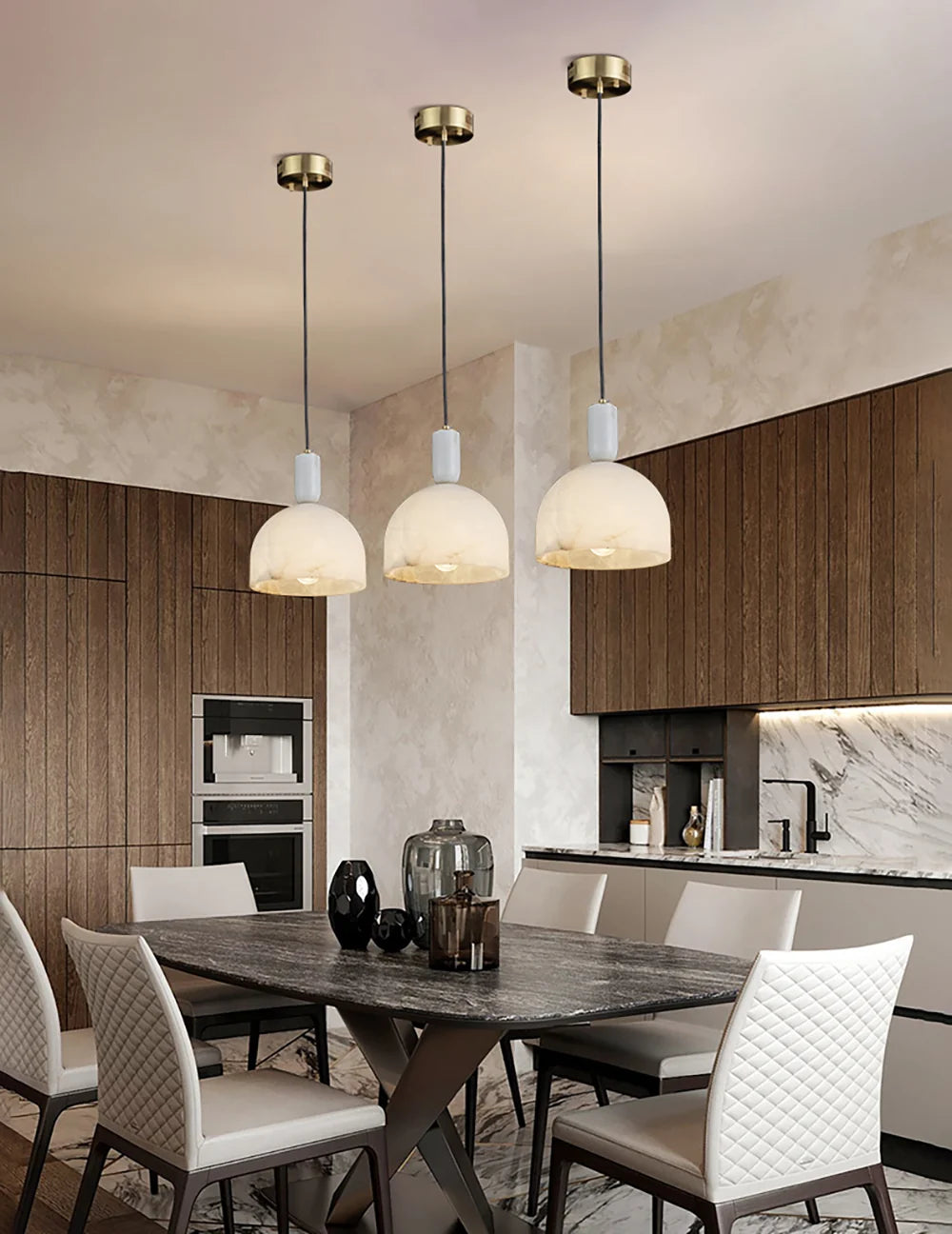 Brass & Alabaster Pendant Light
