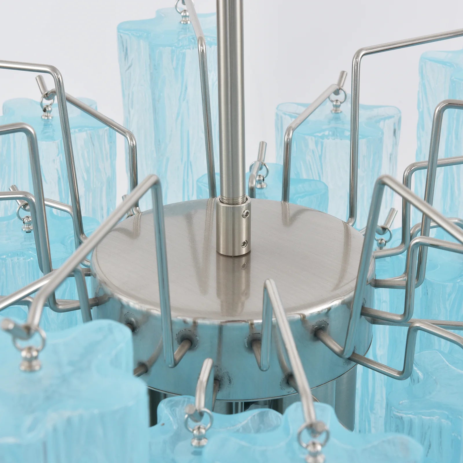 Blue Murano Glass Tube Chandelier