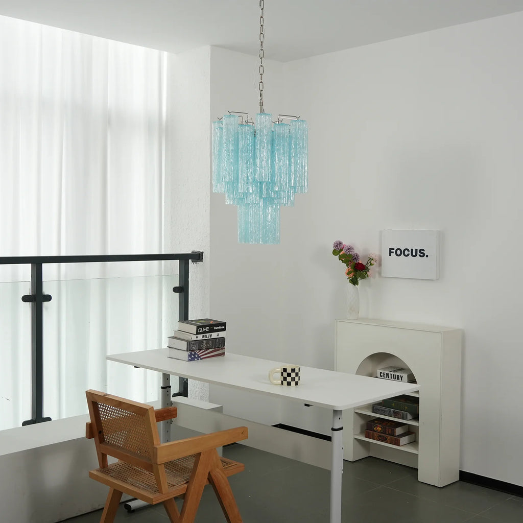 Blue Murano Glass Tube Chandelier