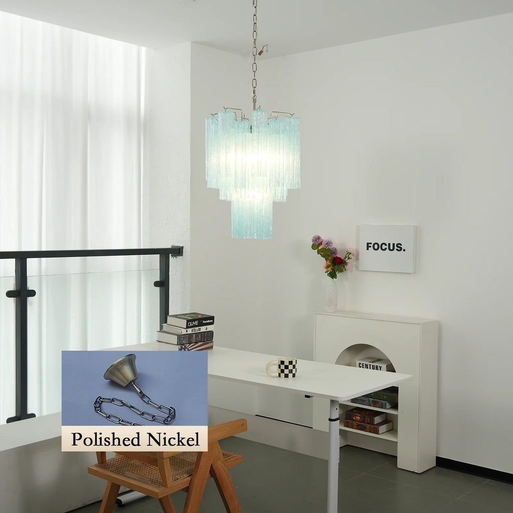 Blue Murano Glass Tube Chandelier