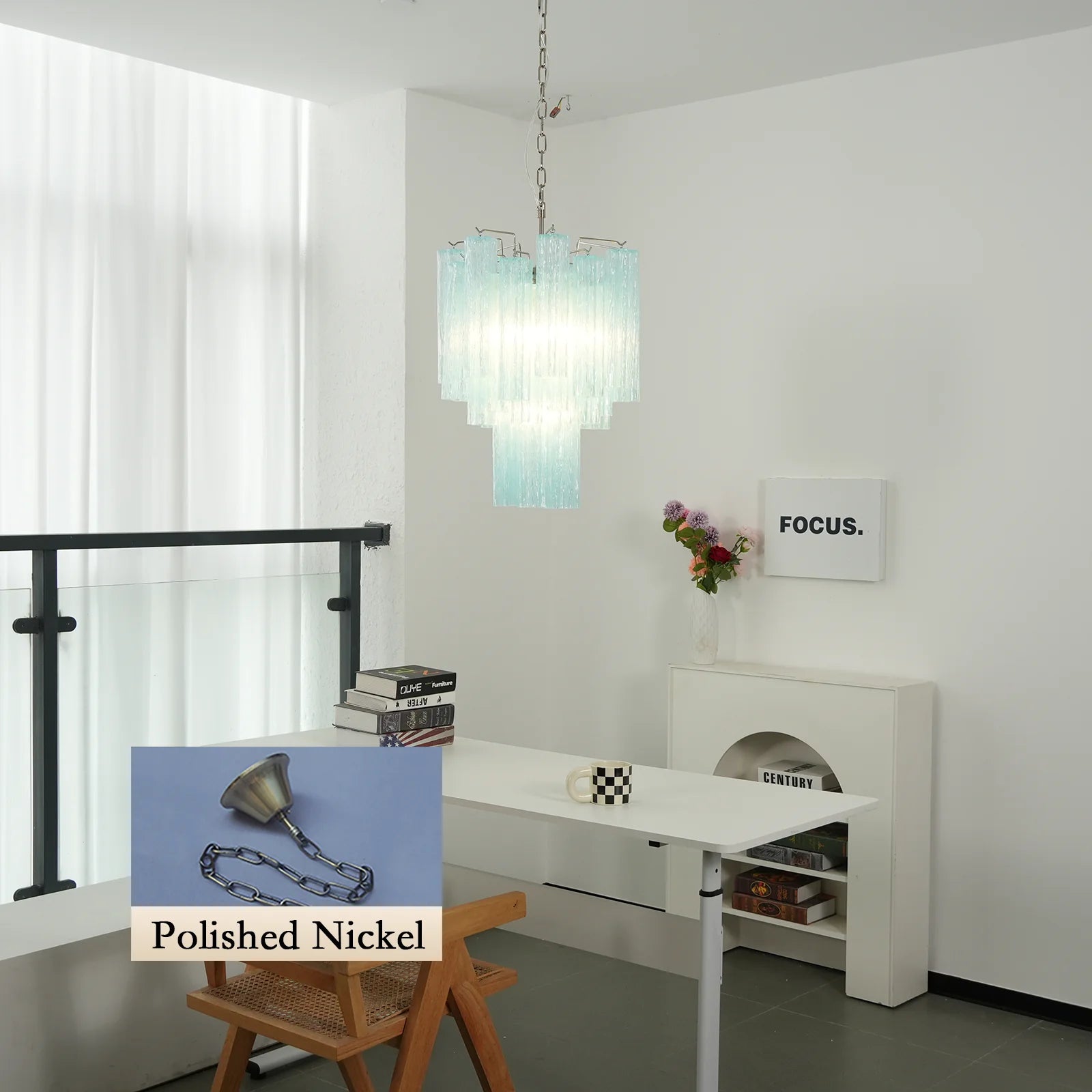Blue Murano Glass Tube Chandelier