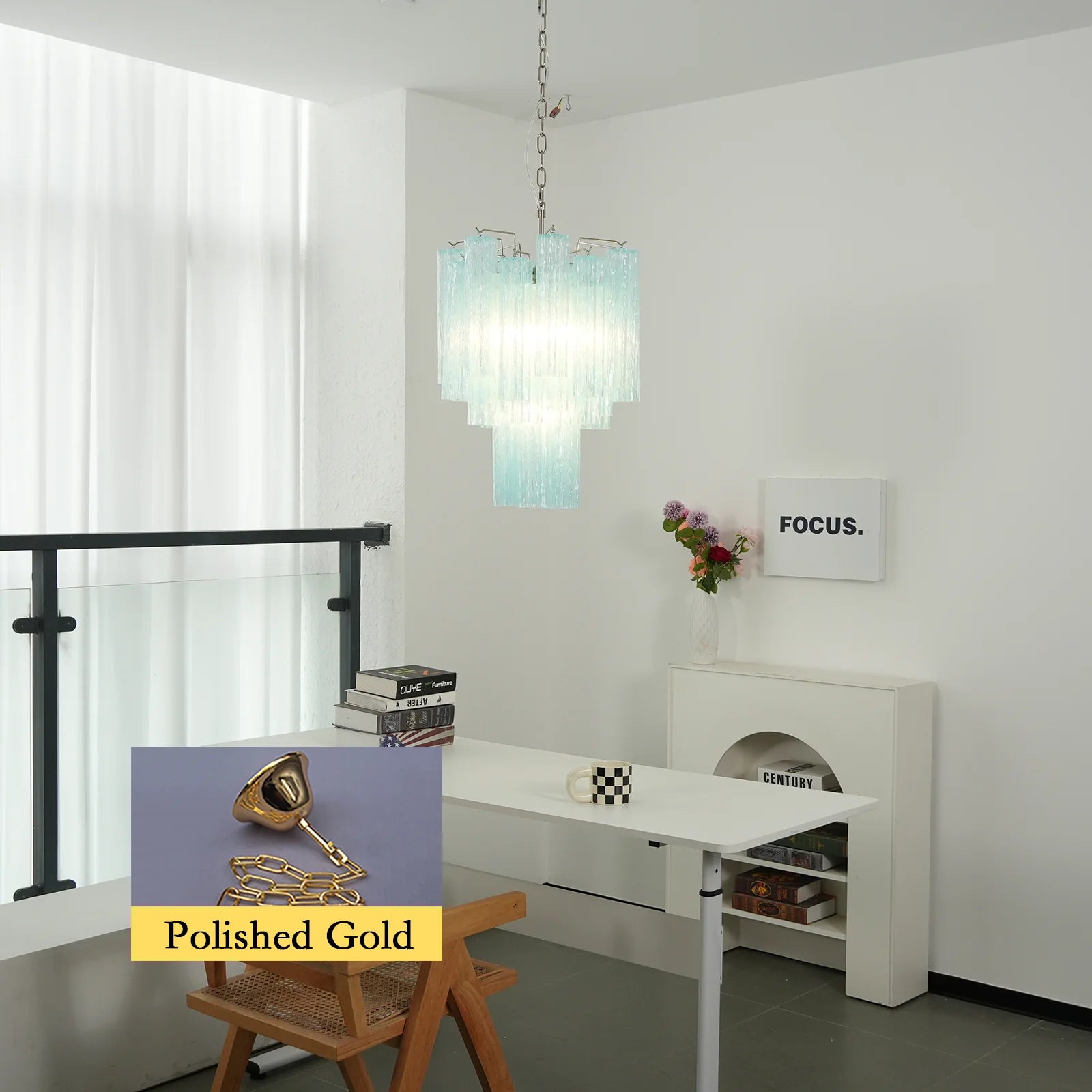 Murano Glass Tube Chandelier — Blue