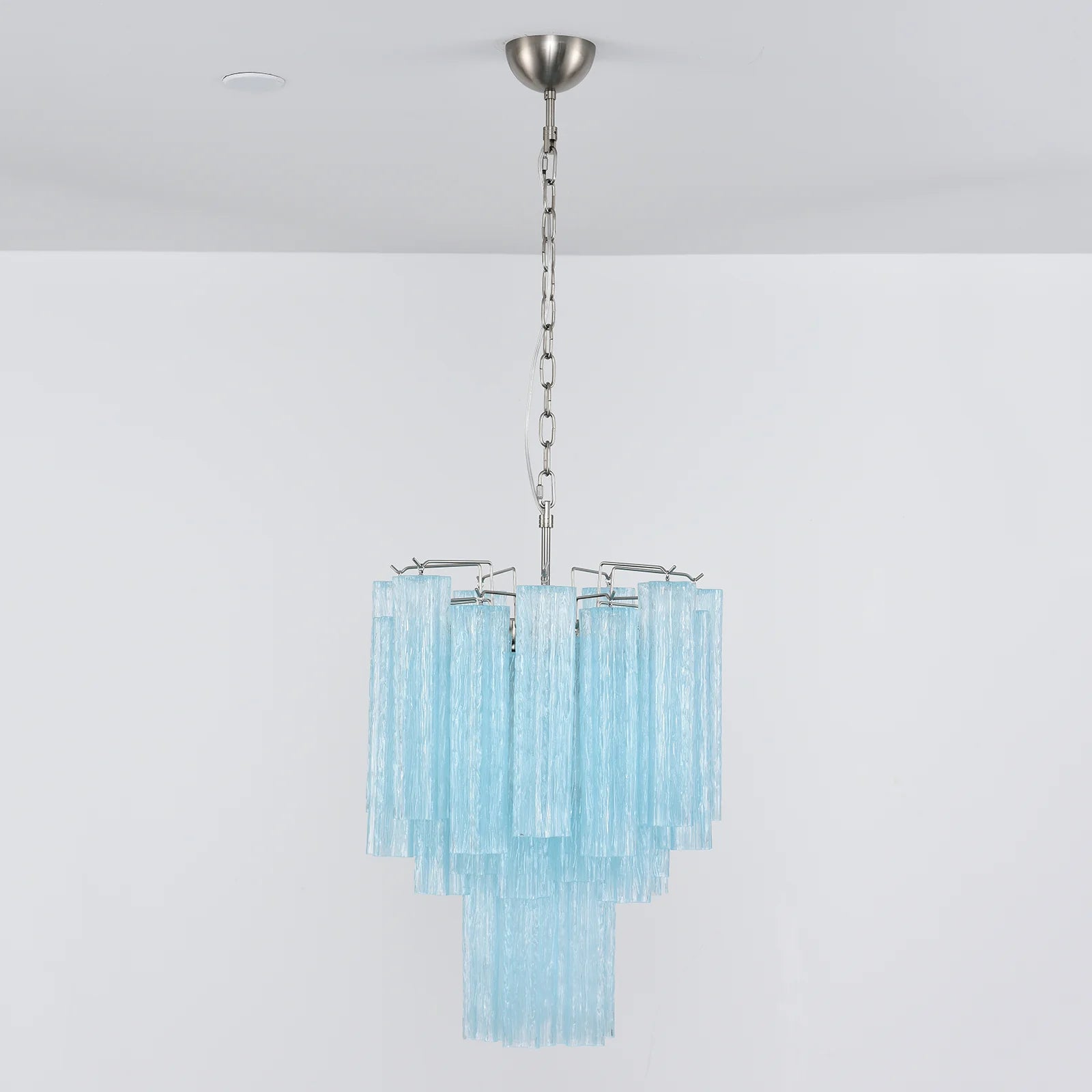Blue Murano Glass Tube Chandelier