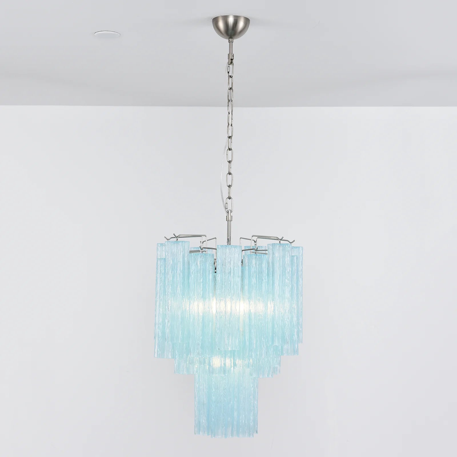 Blue Murano Glass Tube Chandelier