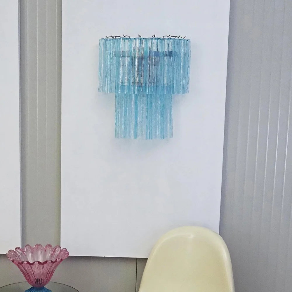 Star Shaped Blue Textured Glass Wall Lamp