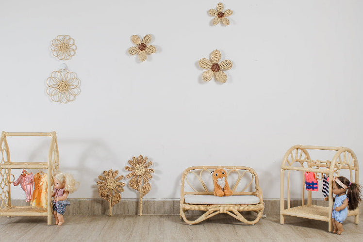 Natural Rattan Daisy Wall Decor