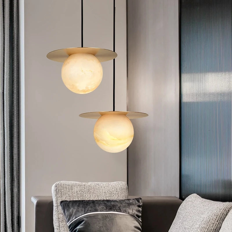Round Alabaster Pendant Light