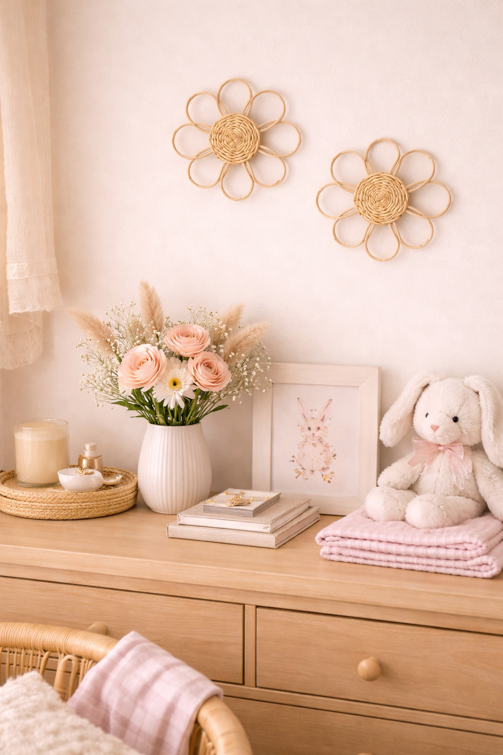 Rattan Flower Wall Art