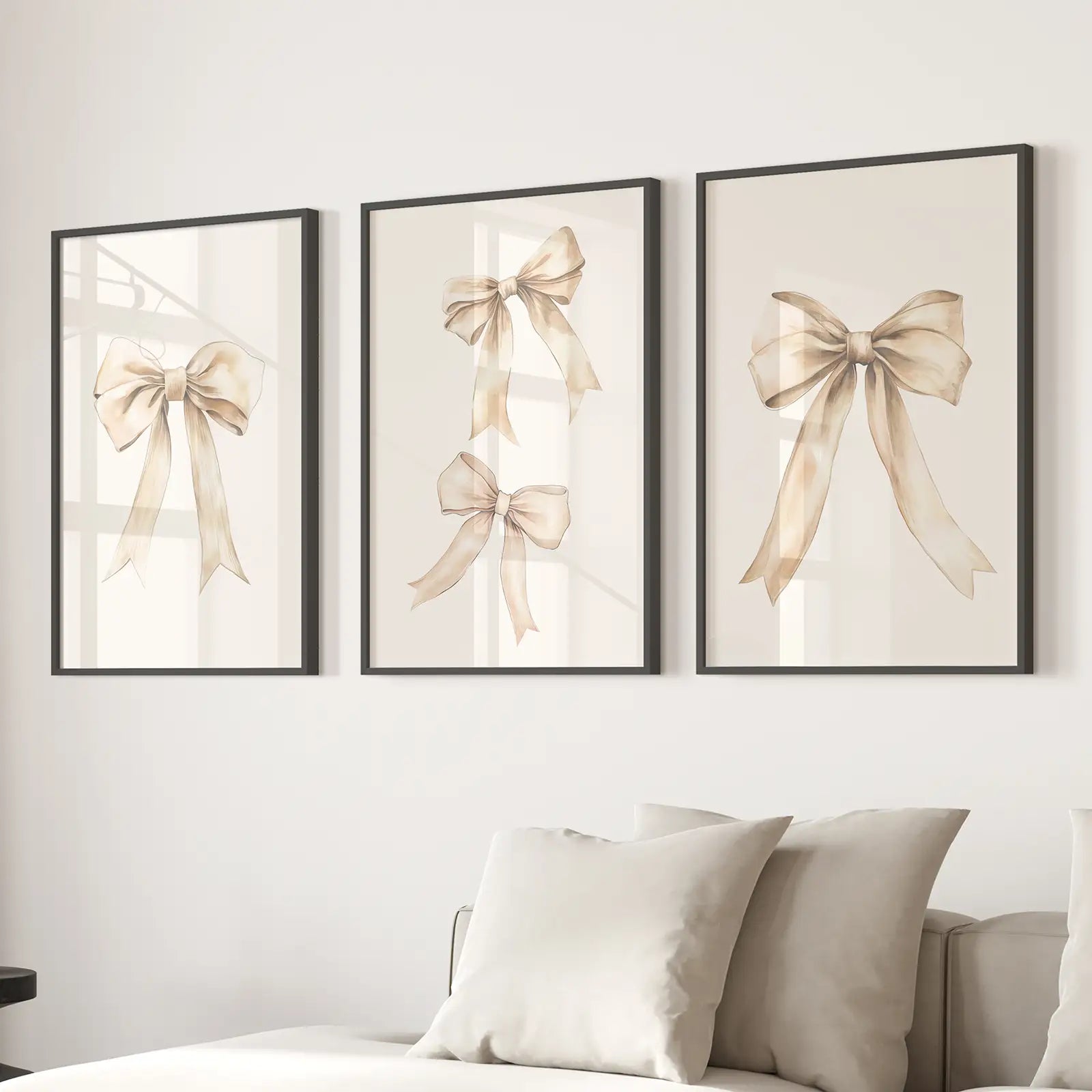 Neutral Bow Nursery Wall Art Set