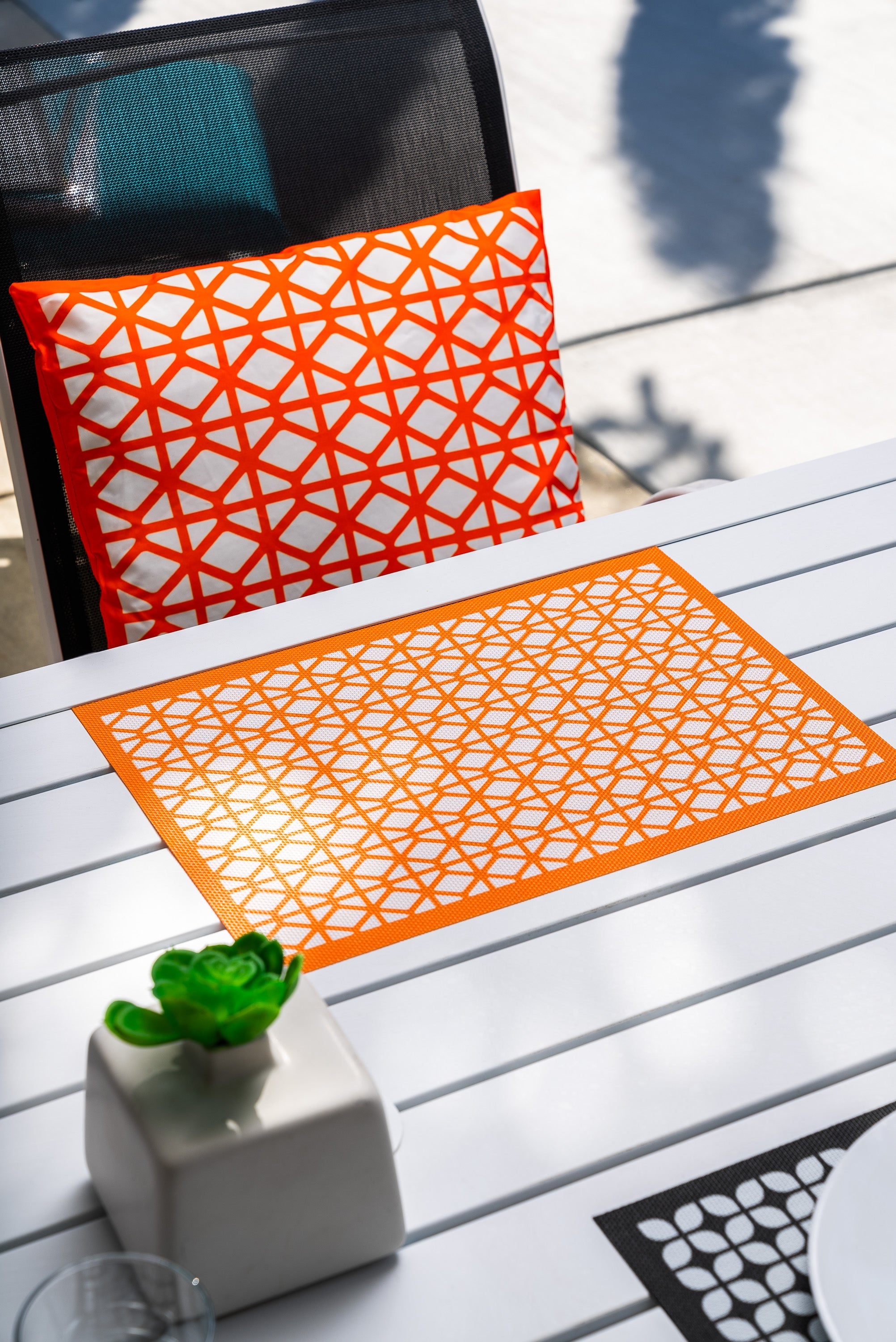 Breeze Block double-sided Woven Placemat-Orange