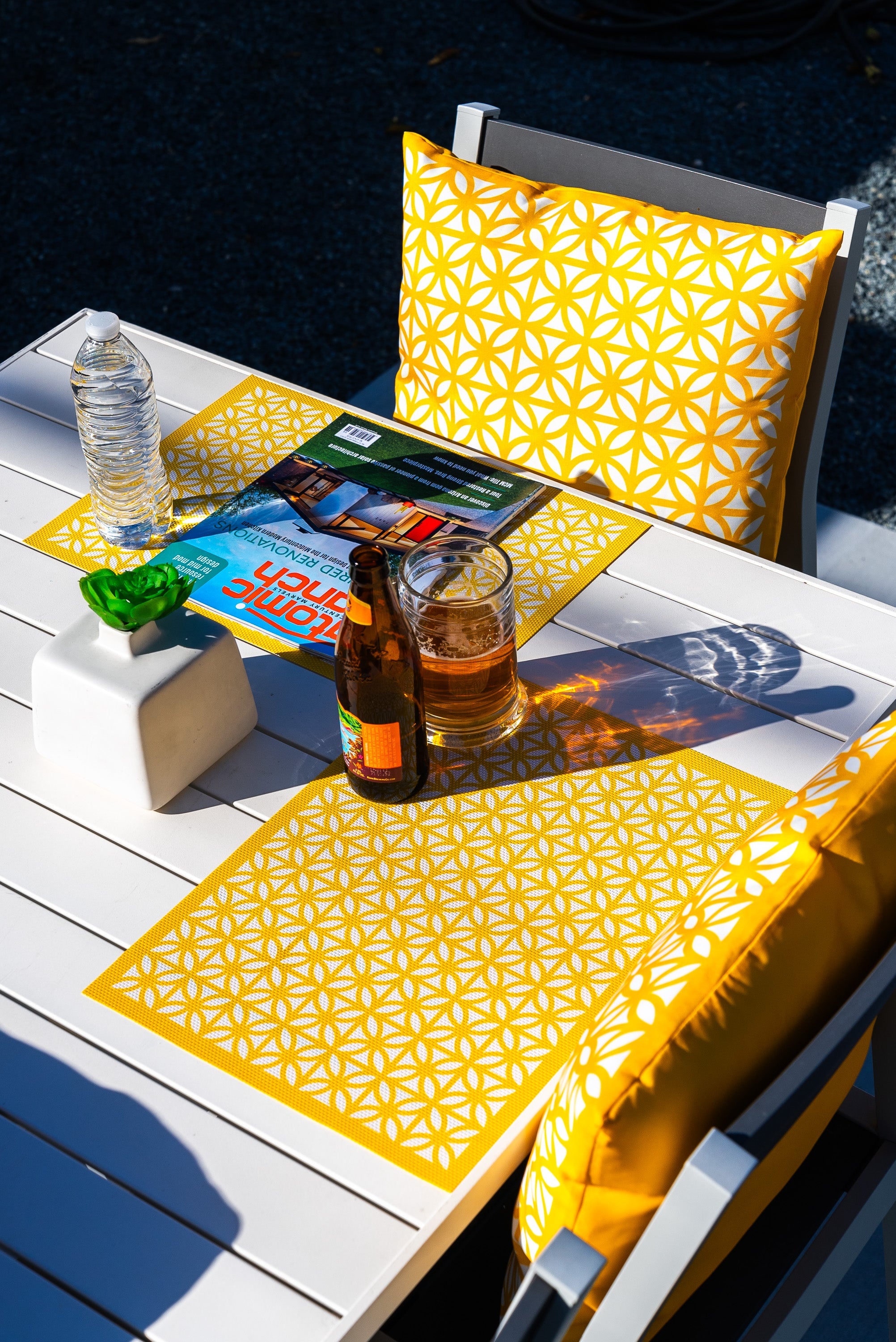 Breeze Block double-sided Woven Placemat-Yellow-set of 4