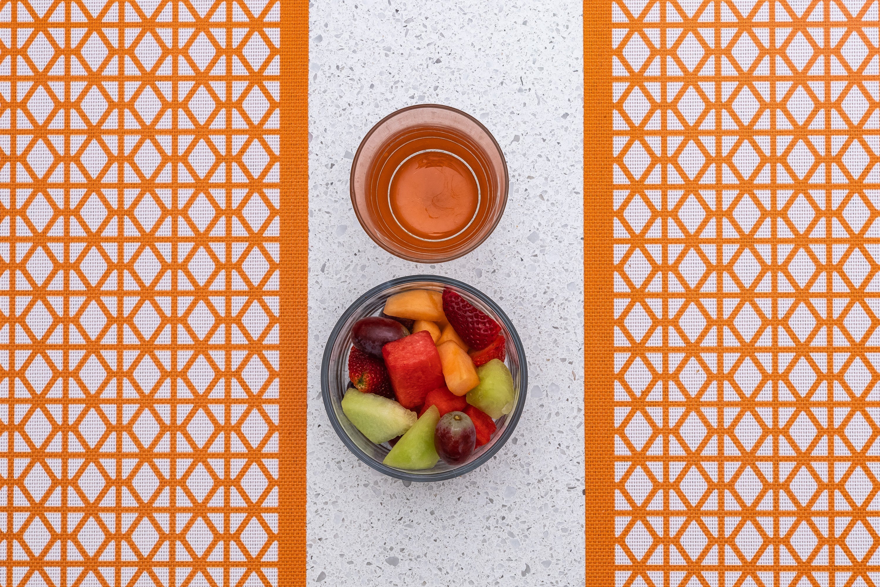 Breeze Block double-sided Woven Placemat-Orange-set of 4