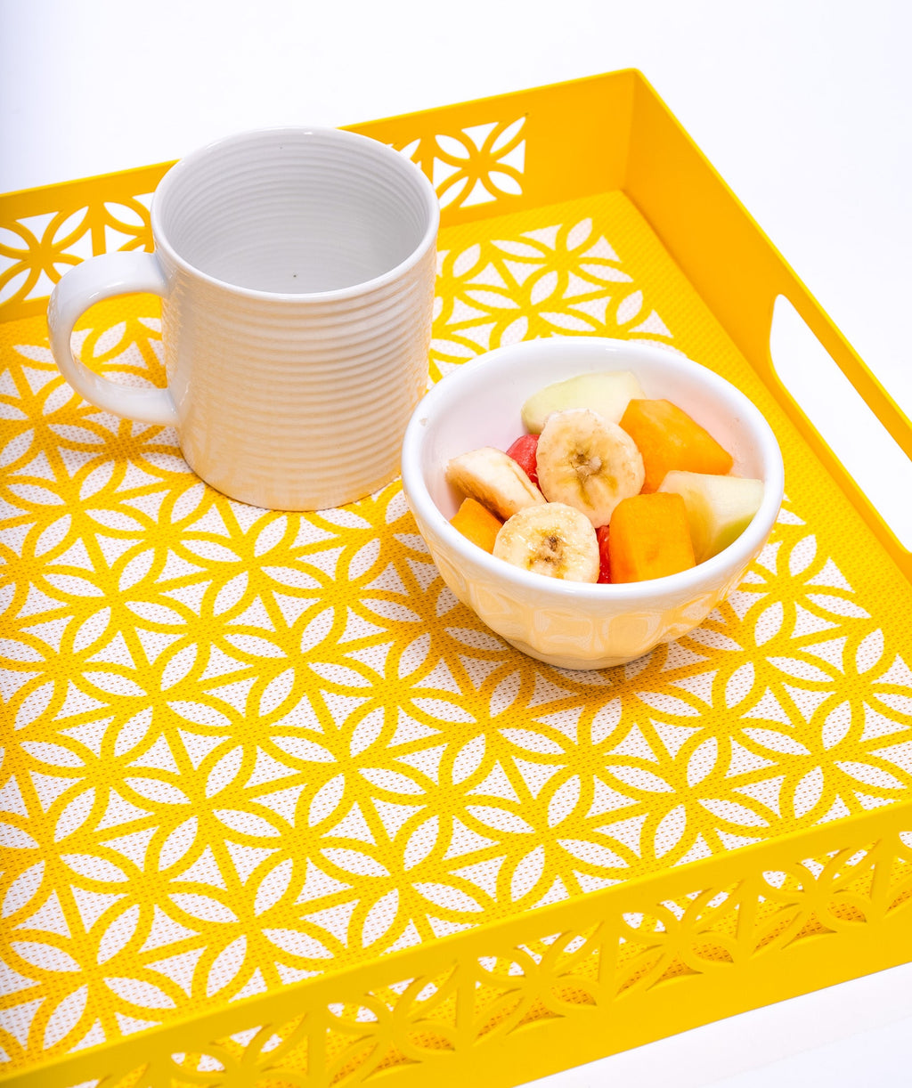 Breeze Block double-sided Woven Placemat-Yellow-set of 4