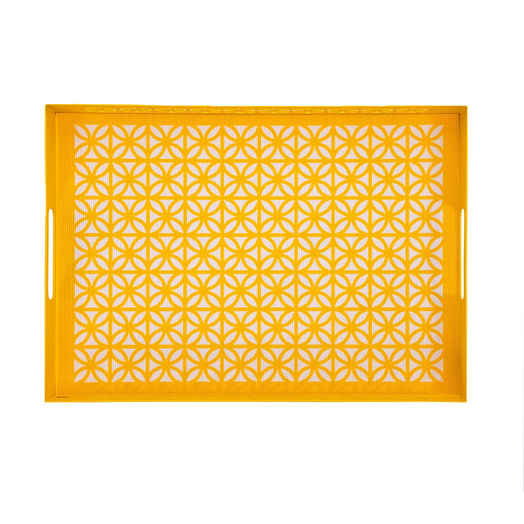 Breeze Block double-sided Woven Placemat-Yellow-set of 4
