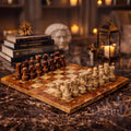 Brown and Coral Marble Chess Set 15 inches | Premium Handcrafted Natural Stone