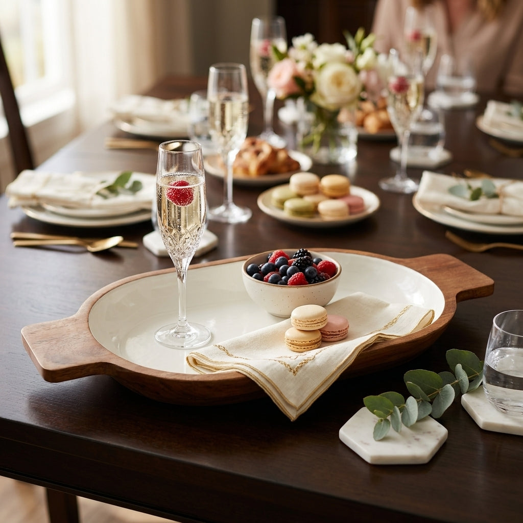 House of Avana Small Boat Mango Wood Serving Tray
