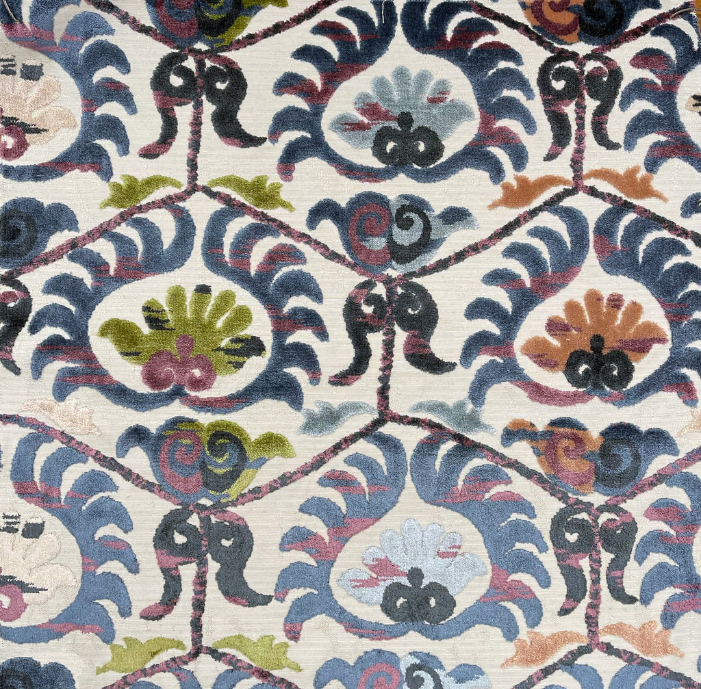BUKHARA - DAMASK CUT VELVET UPHOLSTERY FABRIC BY THE YARD