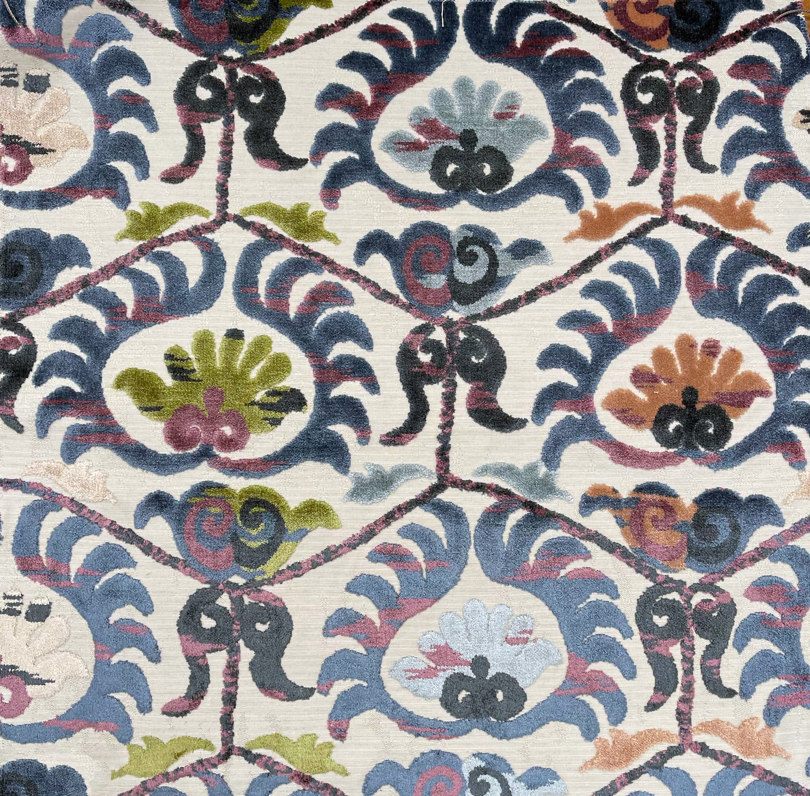 BUKHARA - DAMASK CUT VELVET UPHOLSTERY FABRIC BY THE YARD