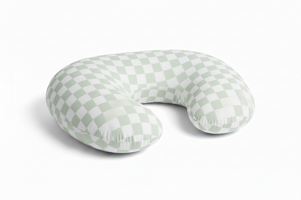 Green & White Checkered Nursing Pillow Cover