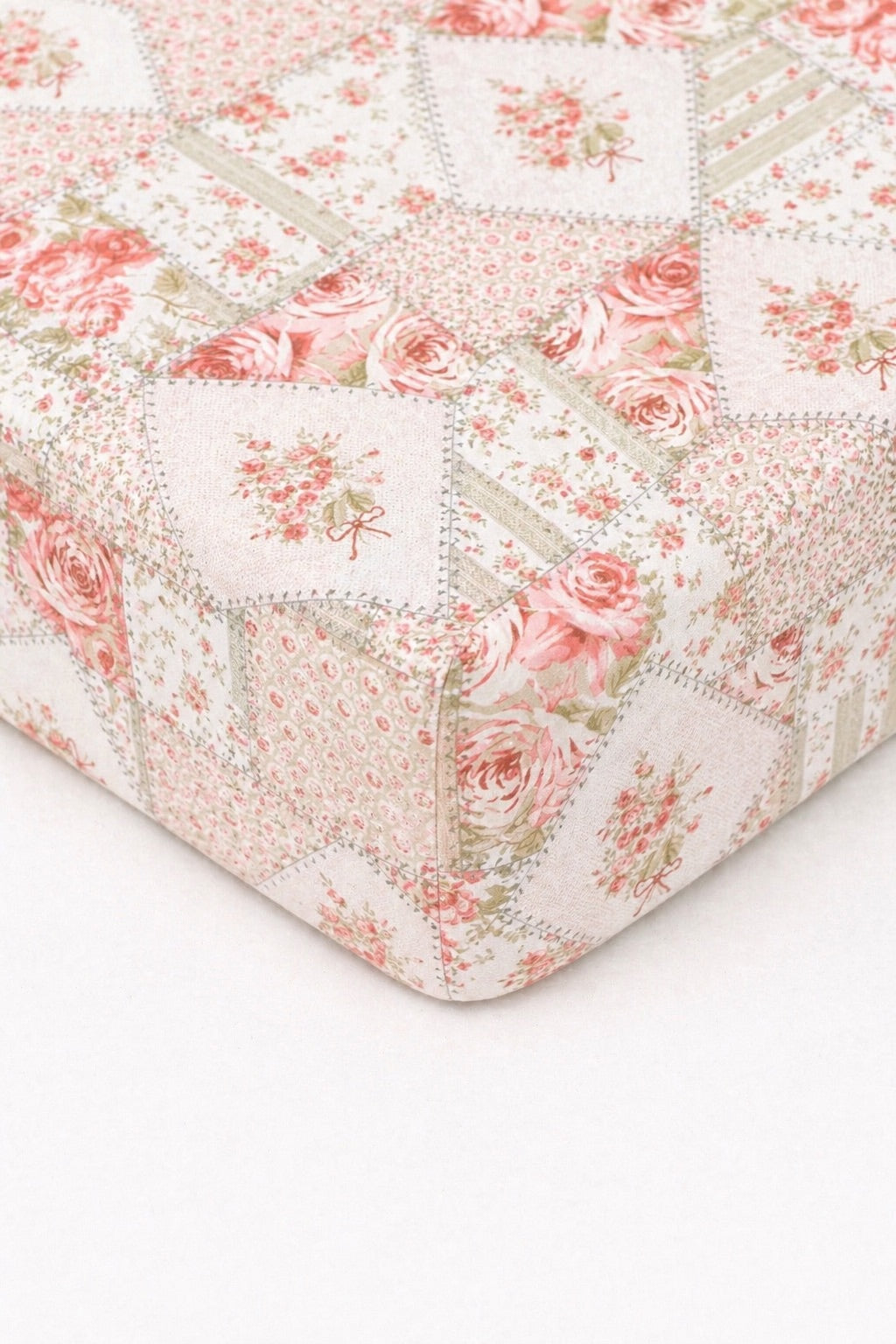 Pink Green Patch Crib Sheet