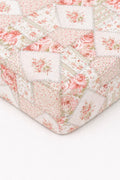 Pink Green Patch Crib Sheet