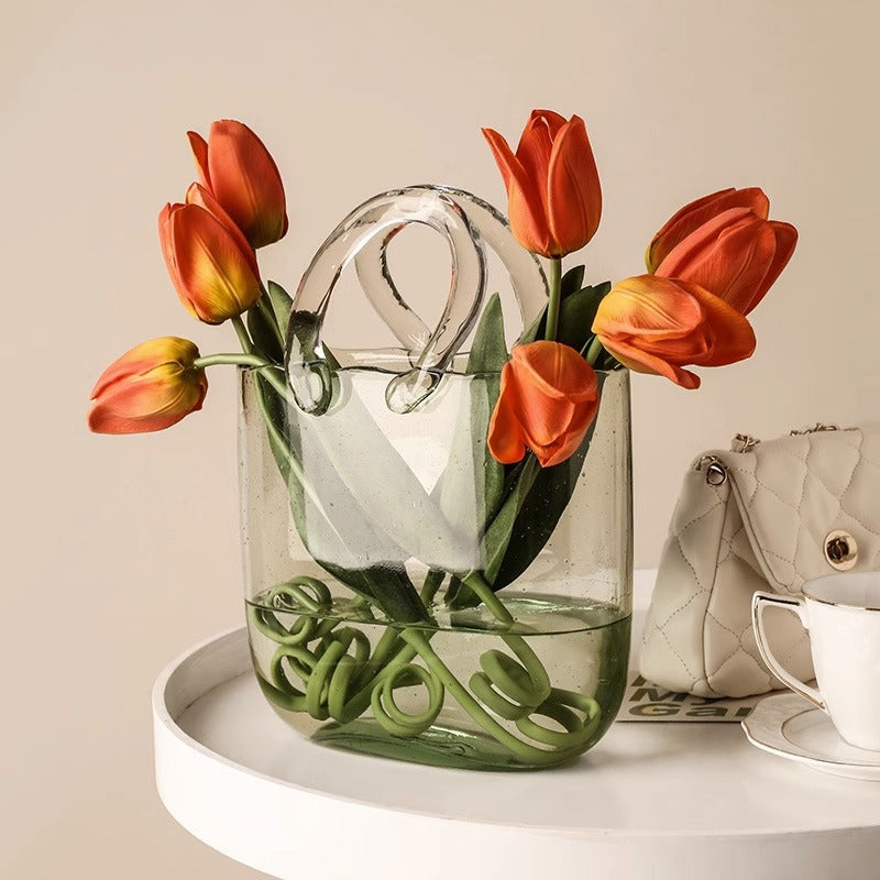Sculptural Glass Bag Vase