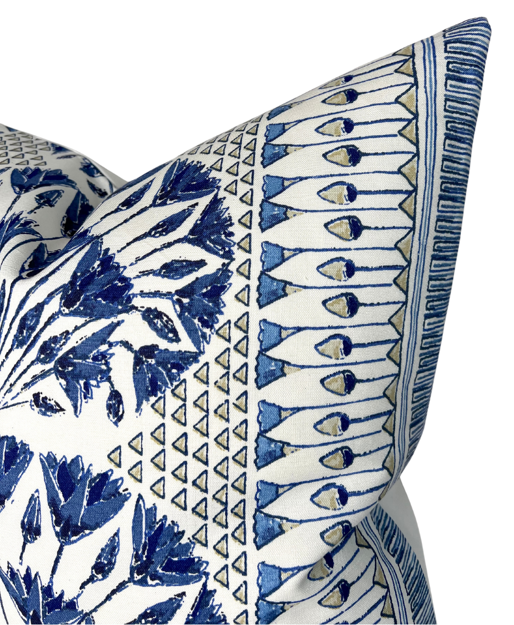 Cairo Pillow Cover in Blue and White, Thibaut Pillows