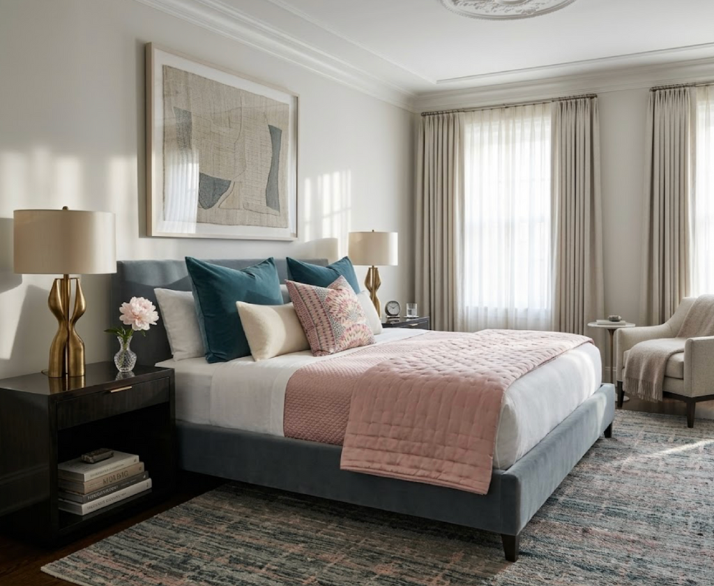 Cairo Pillow Cover in Pink and Coral, Thibaut Pillows