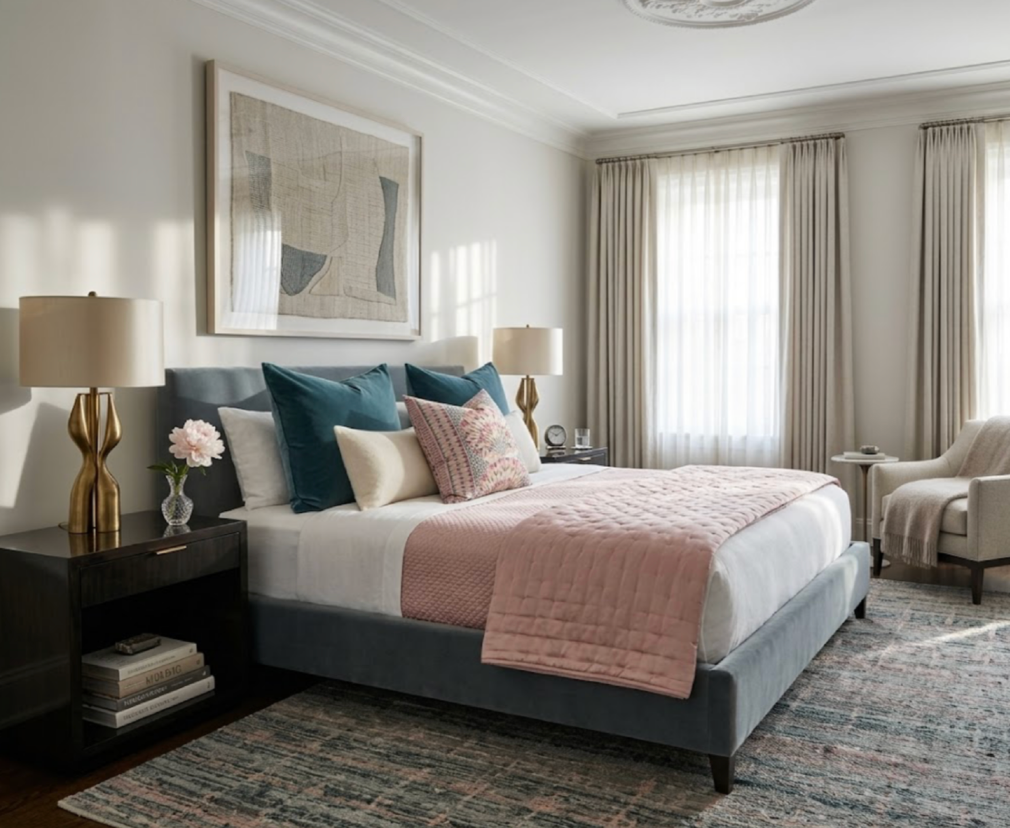 Cairo Pillow Cover in Pink and Coral, Thibaut Pillows