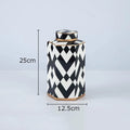 Geometric Black and White Striped Storage Jar Household Ceramic Candy Sealed Jar Vase Sundries Container Home Decoration