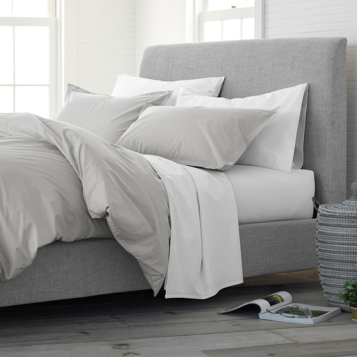 Solid Cotton Comforter Set with Matching Shams