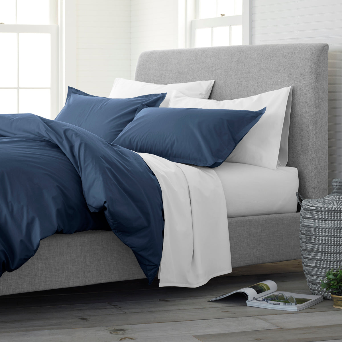 Solid Cotton Comforter Set with Matching Shams