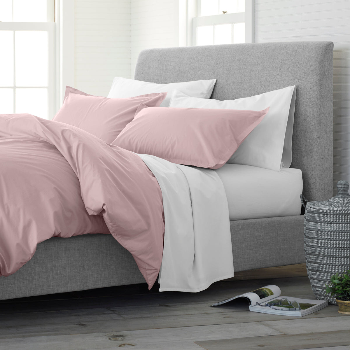 Solid Cotton Comforter Set with Matching Shams