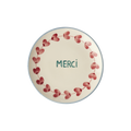 Ceramic Cake Plate with Hand Painted Merci