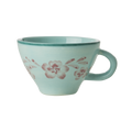 Ceramic Tea Cup with Hand Painted Soft Pink Flower Vine - 5.0 oz